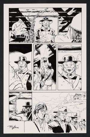 Original Art from Manifest Destiny #20 (2016) Page 1 Inks by Tony Akins, Printed Pencils by Matthew Roberts Comic Art