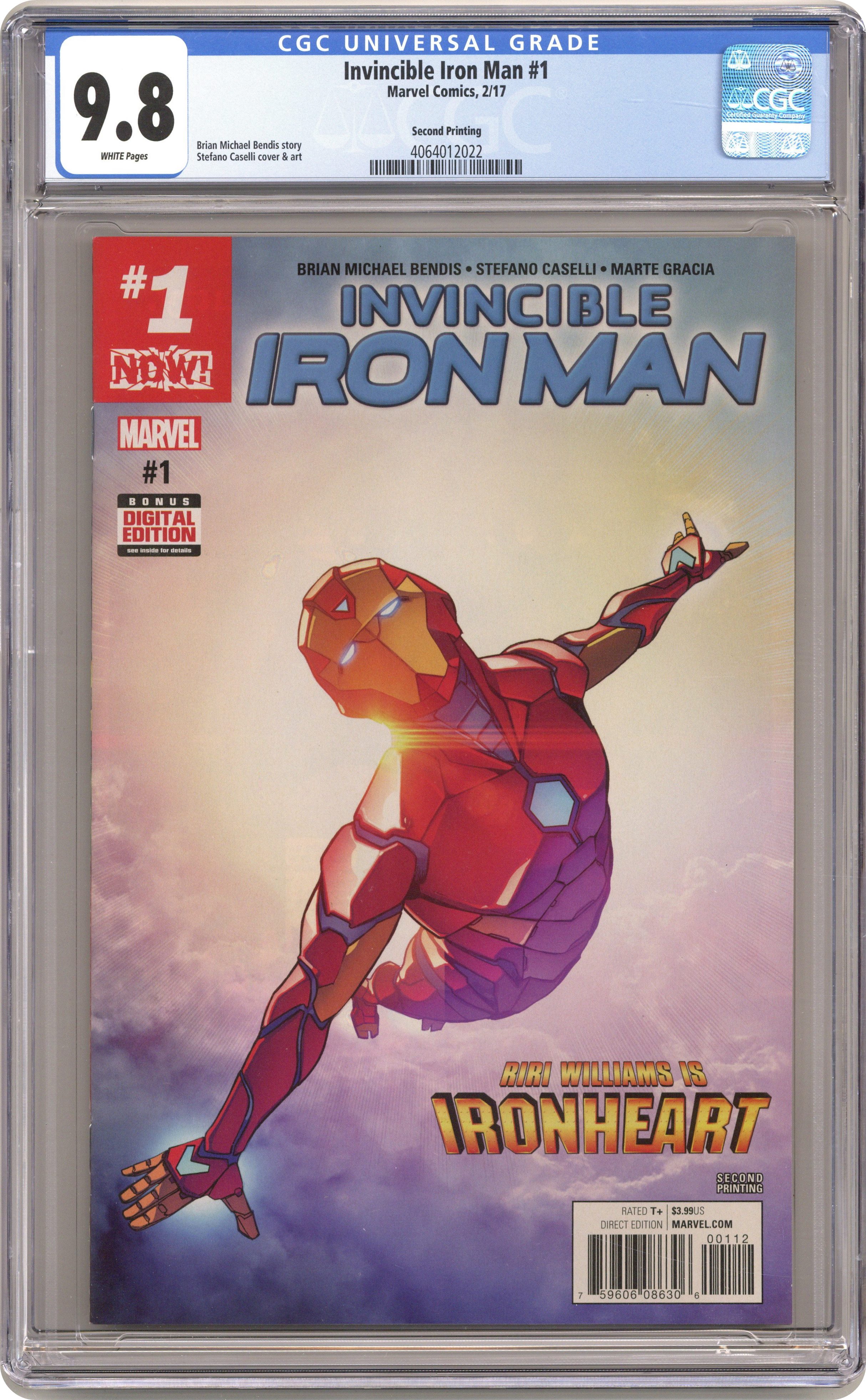 Invincible Iron Man (2015) # 1 (CGC SS 9.8) Signed & Sketch Dave Ross