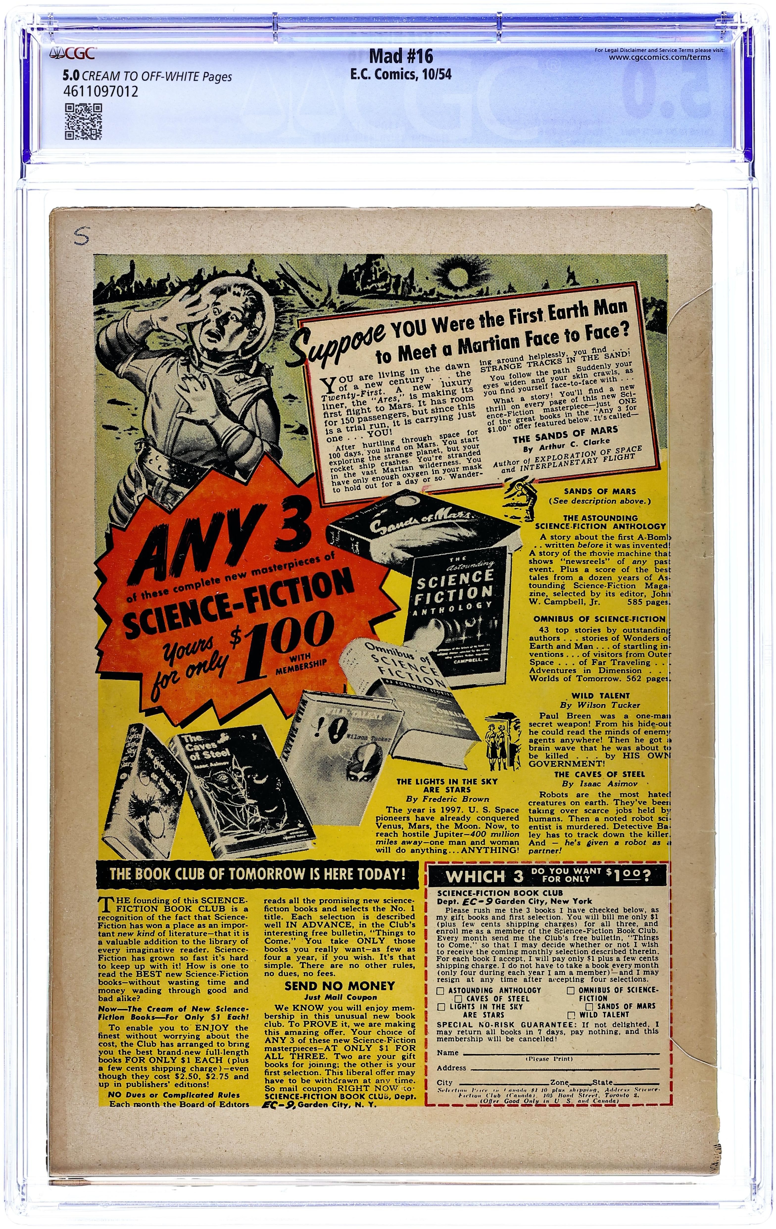 MAD 1 CGC 4.0 E.C. Comics 1952 - 1st Ever MAD Magazine BEAUTIFUL COLORS