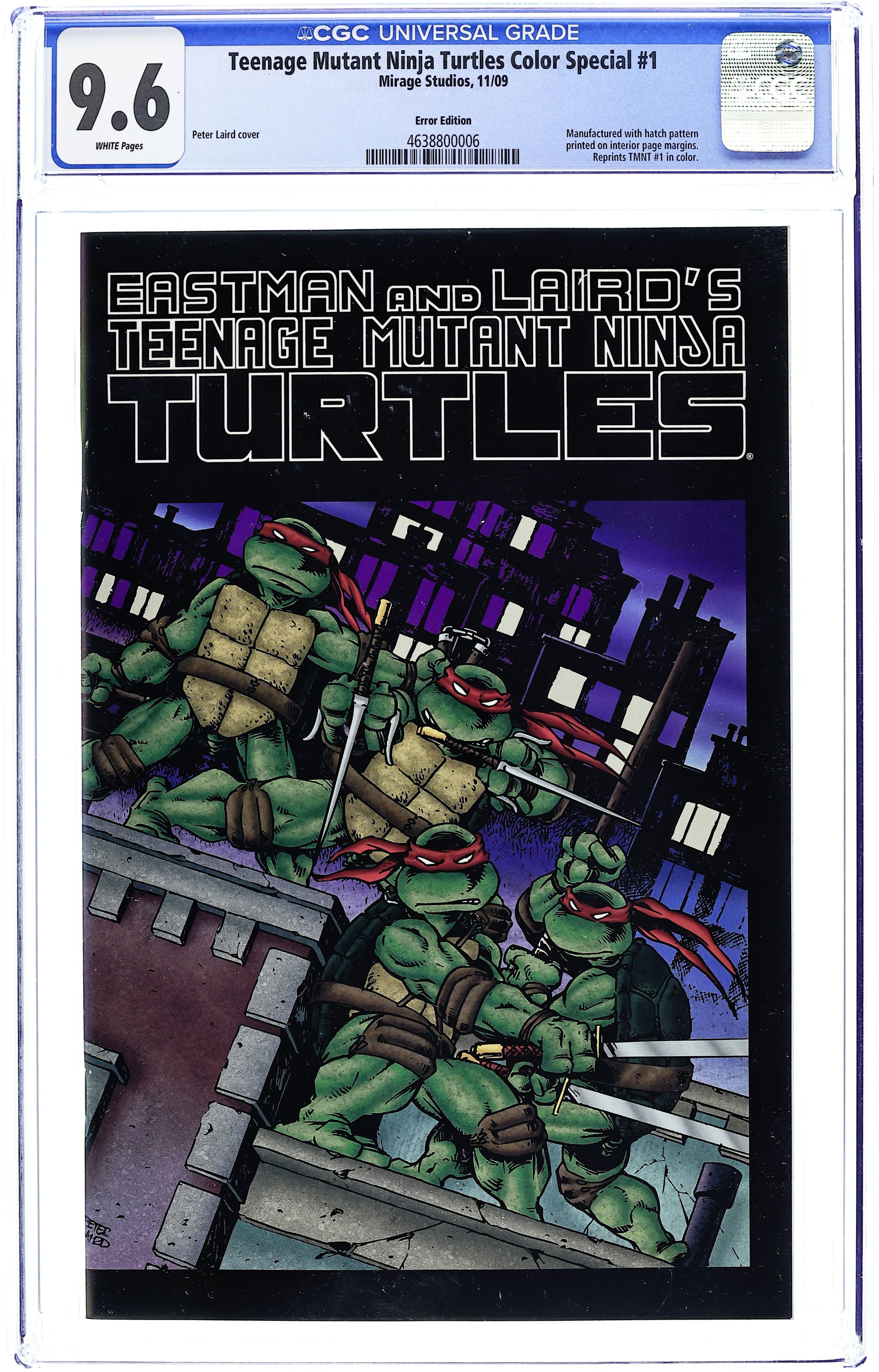 Teenage Mutant Ninja Turtles Color Special (2009 Mirage) 1RECALL CGC 9.6