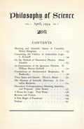Philosophy of Science (1934 Williams and Williams Company/Cambridge University Press) Vol. 1 #2